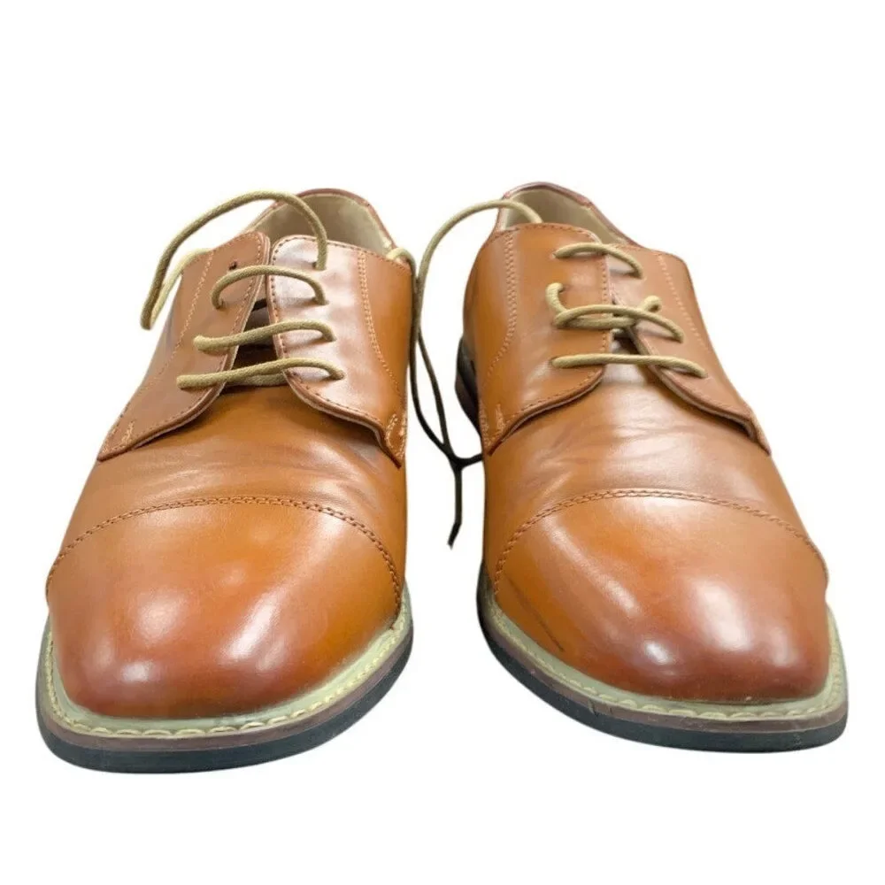 Bruno Mars Mens Size 11 Chestnut Brown Faux Leather Lace Up Oxford Formal Shoes